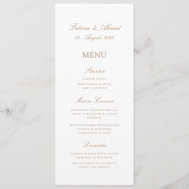Menu Casamento de Nikah, Dourado muçulmano islâmico (Frente)