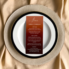 Menu Casamento de Ombre Laranja Queimado por Caligrafia