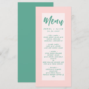 Menu Casamento de onda rosa e verde