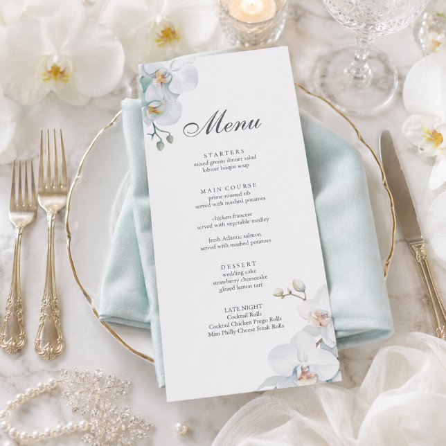 Menu Casamento de Orquídea Selvagem Elegante Moderno  (Modern Elegant Wild Orchid Wedding Menu)
