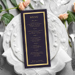Menu Casamento de ouro elegante, casamento roxo e escur<br><div class="desc">O clássico e escuro ameixa roxa e a moda dourada minimalista da tipografia,  modelo de cartaz personalizado de cardápio num fundo vintage.             Matching stationery disponível na coleção.</div>