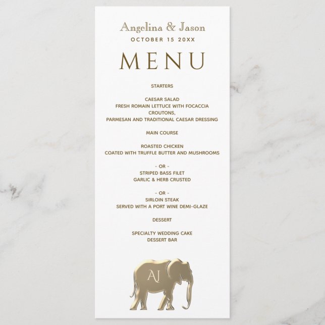 Menu Casamento de Ouro Moderno Simples (Frente)