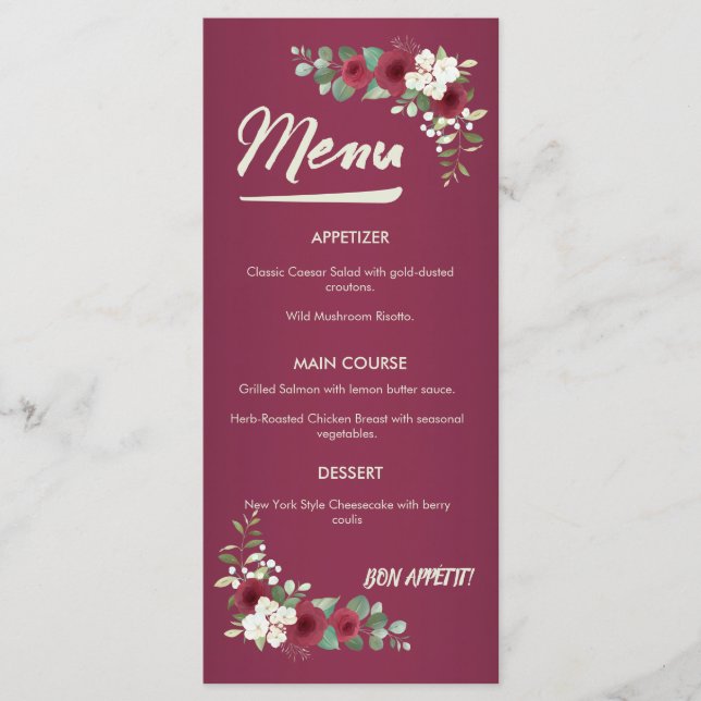 Menu Casamento de Outono e Inverno com Jantar no Jardim (Frente)