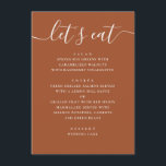 Menu Casamento de Outono em Sienna | Jantar de Recepção<br><div class="desc">Apresente o menu do seu casamento de uma forma limpa e elegante com este cartão de menu moderno. O layout é projetado para manter cada prato fácil de ler, desde os aperitivos até a sobremesa, ao mesmo tempo em que se sente coeso com a configuração geral da mesa. A estrutura...</div>