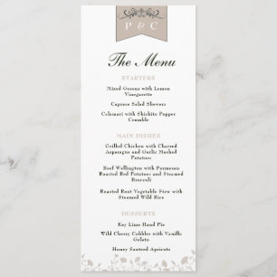 Menu Casamento de Páginas do Livro Vintage em Preto e T