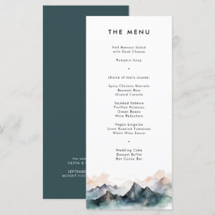 Menu Casamento de Paisagem de Montanha de Aquarela Mode
