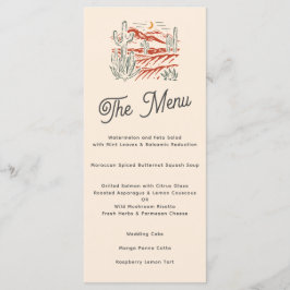 Menu Casamento de Paisagem do Deserto de Saguaro Cactus