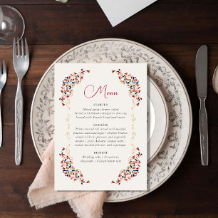 Menu Casamento De Paisley De Paisley Artístico De Luxo