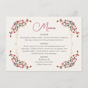 Menu Casamento De Paisley De Paisley Artístico De Luxo