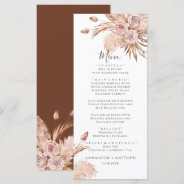 Menu Casamento de Pampas Grass Terracotta Watercolor