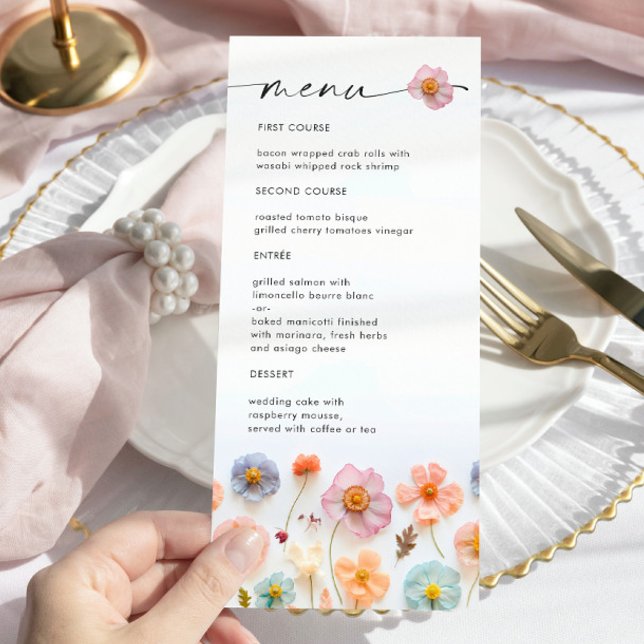 Menu Casamento de Pastel Pink Boho Wildflower (Criador carregado)