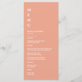 Menu Casamento de Peach minimalista