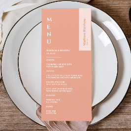 Menu Casamento de Peach minimalista