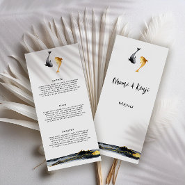 Menu Casamento de Peixes de Watercolor Koi