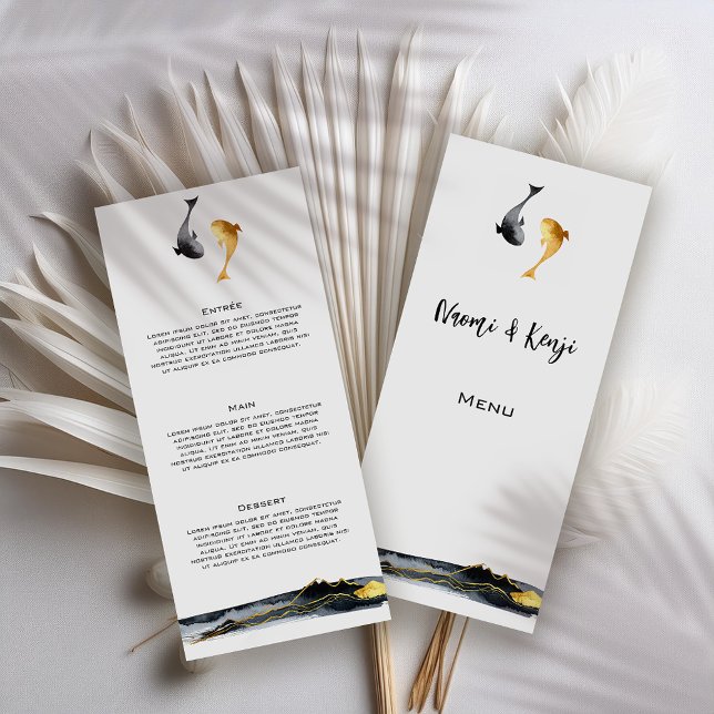 Menu Casamento de Peixes de Watercolor Koi (Criador carregado)