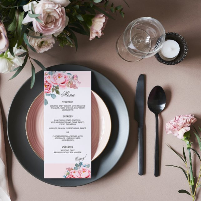 Menu Casamento de Peões de Aquarela Elegante (Criador carregado)