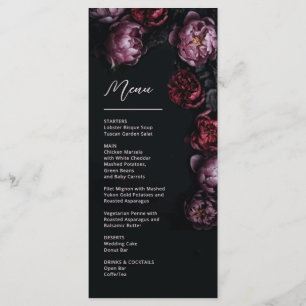 Menu Casamento de Peônia Roxa e Vermelho Escuro 3D