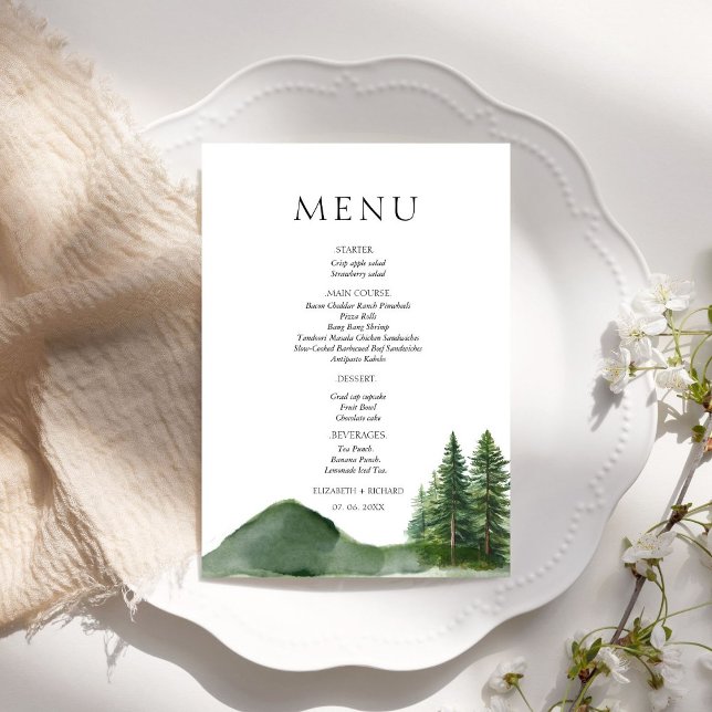 Menu Casamento de Pinheiros da Floresta Russa da Flores (Criador carregado)