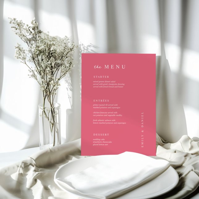 MENU Casamento de PINK Mínimo BRIGHT (Criador carregado)