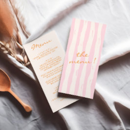 Menu Casamento de Pinstripes Coloridas Pintadas à Mão