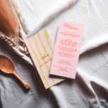 Menu Casamento de Pinstripes Pintadas Pintadas Colorida<br><div class="desc">Um retrorreflector colorido,  moderno,  rosa e laranja e verde,  menu escrito. E as pintas verdes desenhadas à mão atrás. Perfeito e compatível com a suíte inteira. menu janto de casamento. Que apresenta design modelo de chic de fundo rosa vintage e tipografia laranja.</div>