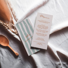 Menu Casamento de Pinstripes Terrenos Escritos na Mão d