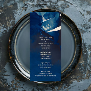 Menu Casamento de pintura de tinta azul de Marinho únic