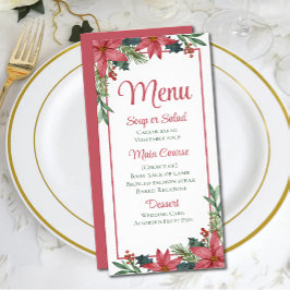 Menu Casamento de Poinsettia Floral Vermelha Natal