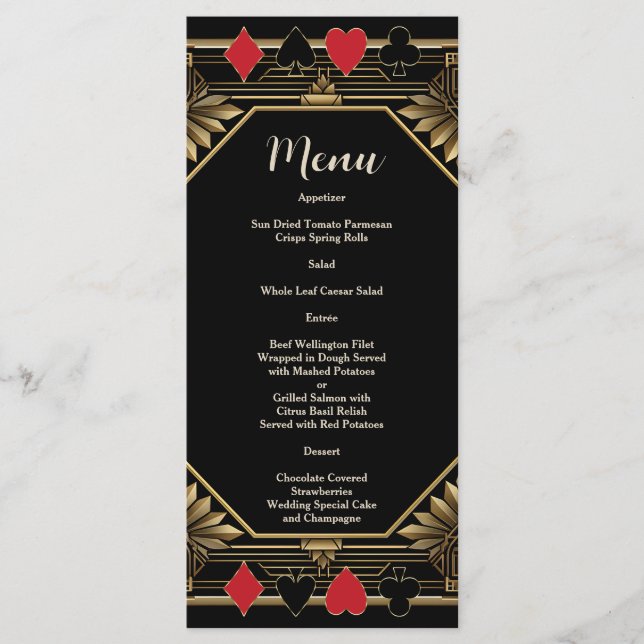 Menu Casamento de Poker em Las Vegas (Frente)