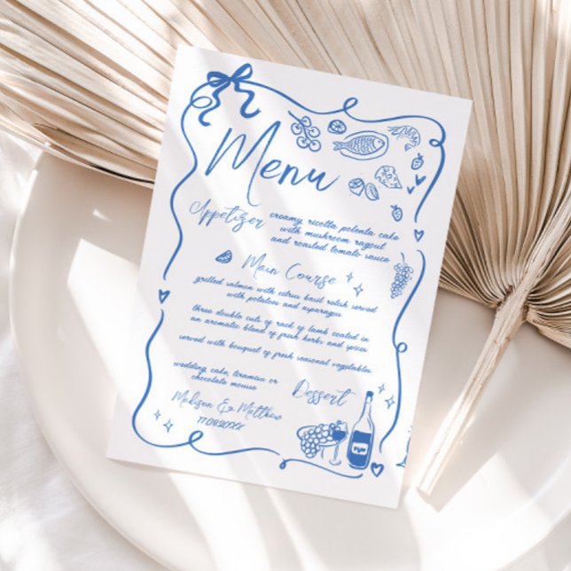 Menu Casamento de Porodles Desenhados à Mão Impressiona (Criador carregado)