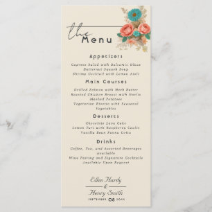 Menu Casamento de Praia Amiga do Ambiente com Blues e V