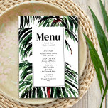 Menu Casamento de Praia de Palmeiras pintadas modernas<br><div class="desc">A pintura inspirou trabalho de arte de palmeiras com texto preto.</div>