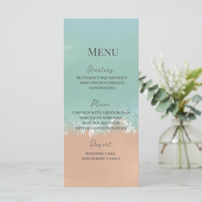 Menu Casamento de praia de Verão simples (Em pé/Frente)