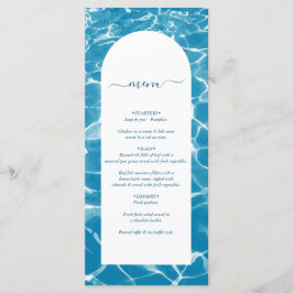Menu Casamento de Praia do Oceano Azul Moderno com Aqua