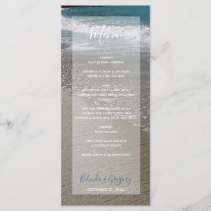 Menu Casamento de praia e areia em praia