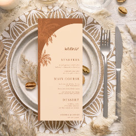 Menu Casamento de praia Terracotta Palm Tree Boho