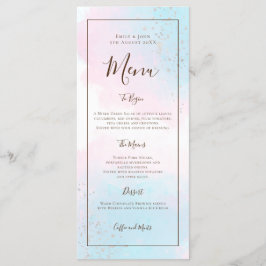 Menu Casamento de Prata de Teal Cor-de-Água Rosa Confet