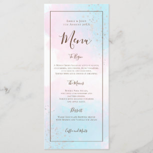 Menu Casamento de Prata de Teal Cor-de-Água Rosa Confet