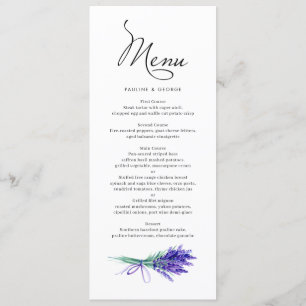 Menu Casamento de primavera de Buquê Floral de Lavanda