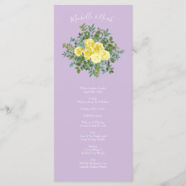 Menu Casamento de primavera Elegante de Vintage Amarelo