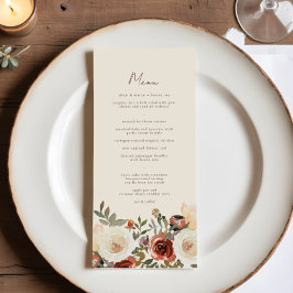 Menu Casamento de Prurido Floral Romântico de Queda Ele