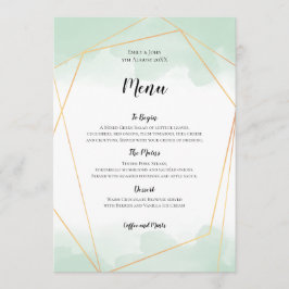 Menu Casamento de Quadro Geométrico Dourado com Cor Ver