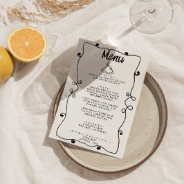 Menu Casamento de Quadro Retroativo Desenhado em Mão Mo