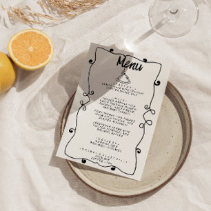 Menu Casamento de Quadro Retroativo Desenhado em Mão Mo