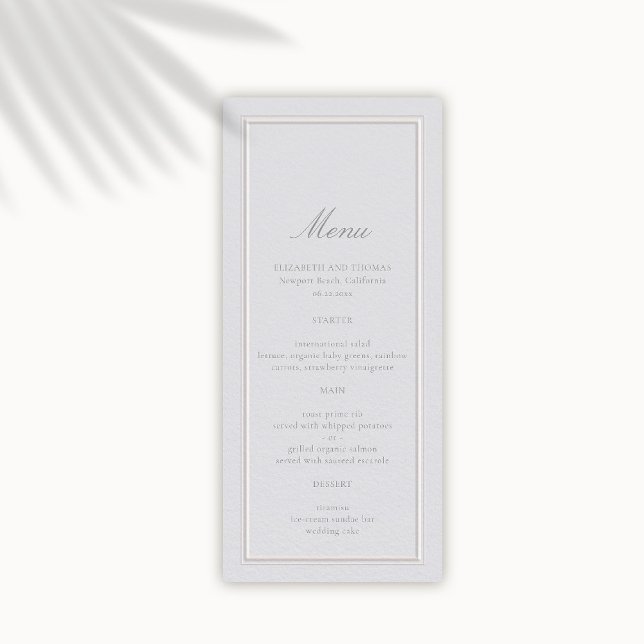 Menu Casamento de Quadros Duplos Clássicos Elegante For (wedding menu card formal traditional modern classic faux embossed double frame ivory ecru for seal)