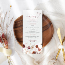 Menu Casamento de Queda de Flores Selvagens