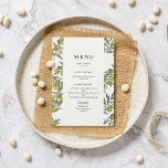 Menu Casamento de ramos de oliveira<br><div class="desc">Coleção de design de ramos de oliveira,  ideal para um casamento simples e chic vinhedo. Esta suíte original de papelaria é clássica e elegante. Cores totalmente personalizáveis: você pode facilmente mudar a cor do texto e o plano de fundo para o seu gosto.</div>