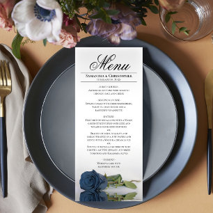 Menu Casamento de Reflexões de Rosa de Azul de Aço Eleg