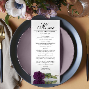 Menu Casamento de Reflexões de Rosa Roxo de Ameixa Eleg