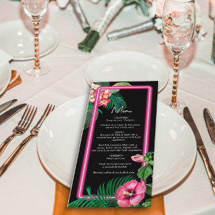 Menu Casamento de Retros Tropicais Neon Pink